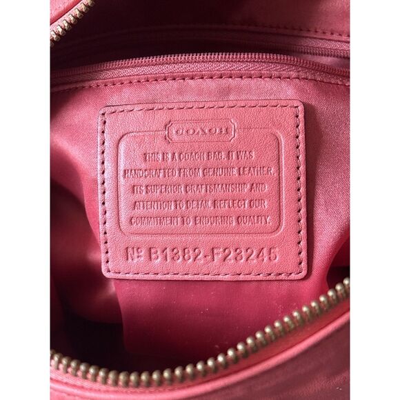 Coach Madison Perforated Leather Satchel Bag Coral Pink Gold Hardware Purse - Picture 10 of 12